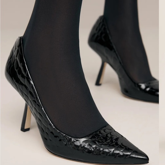 Reformation Skylar Pump Heels Black Croc 7.5 - Picture 2 of 10